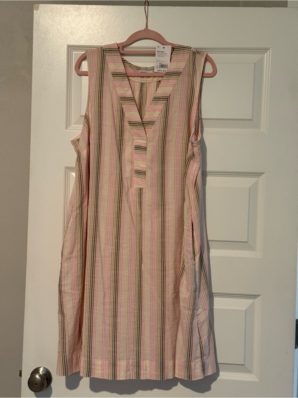 Sonoma Pink and Cream Striped Sleeveless Dress